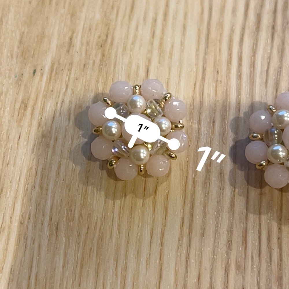 Vintage Pink Glass Bead Pearl Cluster Clip On Earrings Gold Floral Statement - Picture 7 of 10